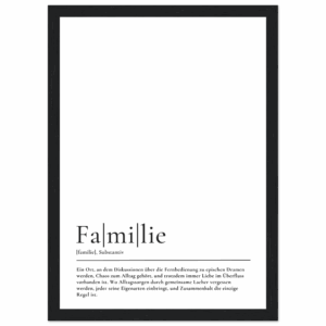 Definition "Familie" Premium-Poster mit Holzrahmen 21x29.7 cm