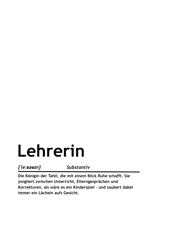 Definition: Lehrerin (Print-Version)