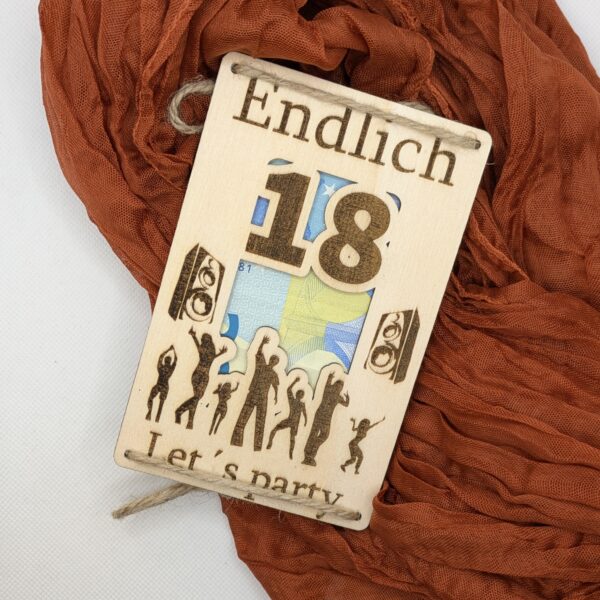 Geschenkkarte "Endlich 18", 14 x 9 cm, personalisierbar