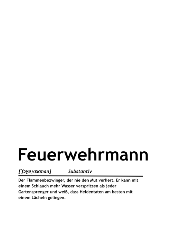 Definition "Feuerwehrmann" (Print-Version)
